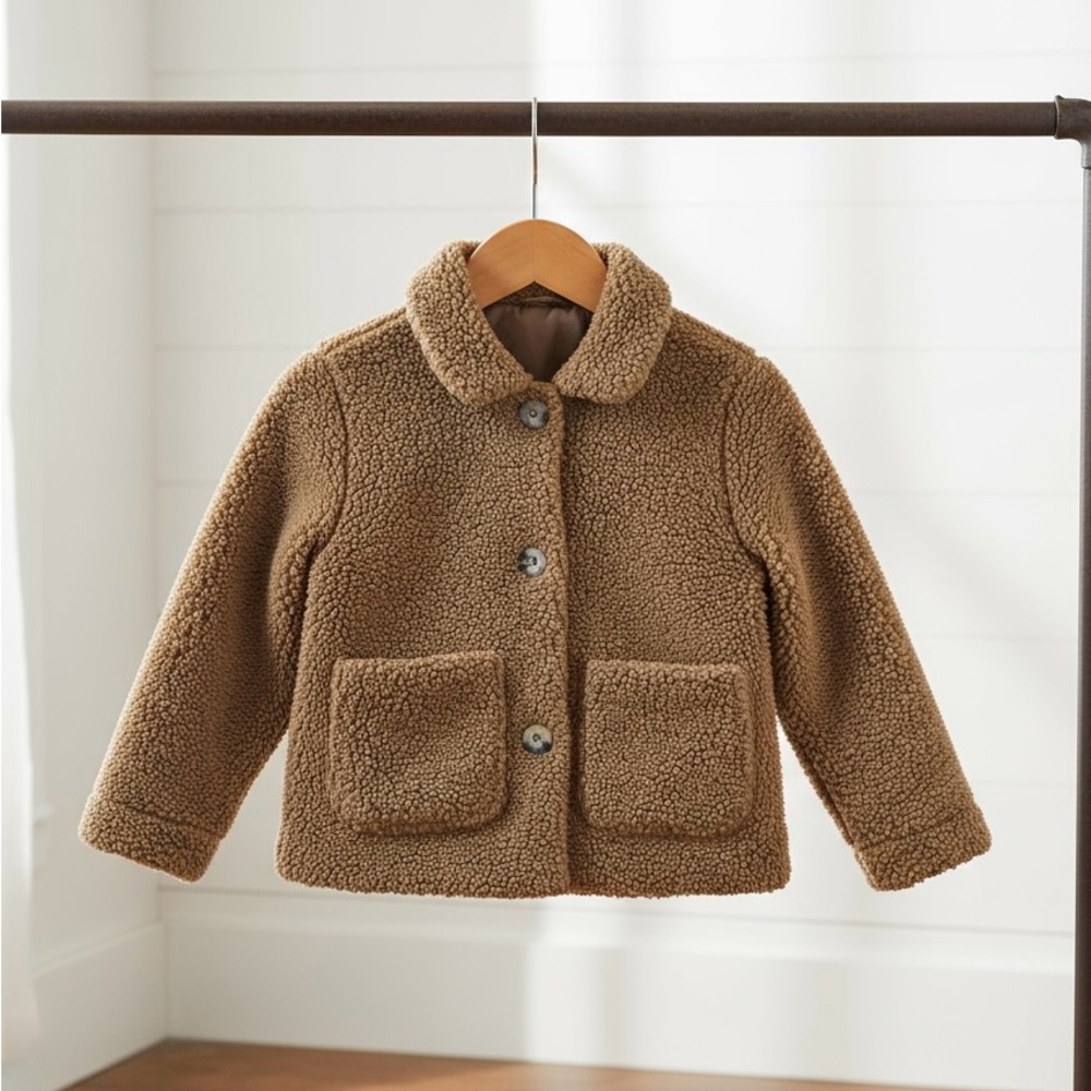 Girl’s Brown Cozy Plush Jacket (Size: 7-8)